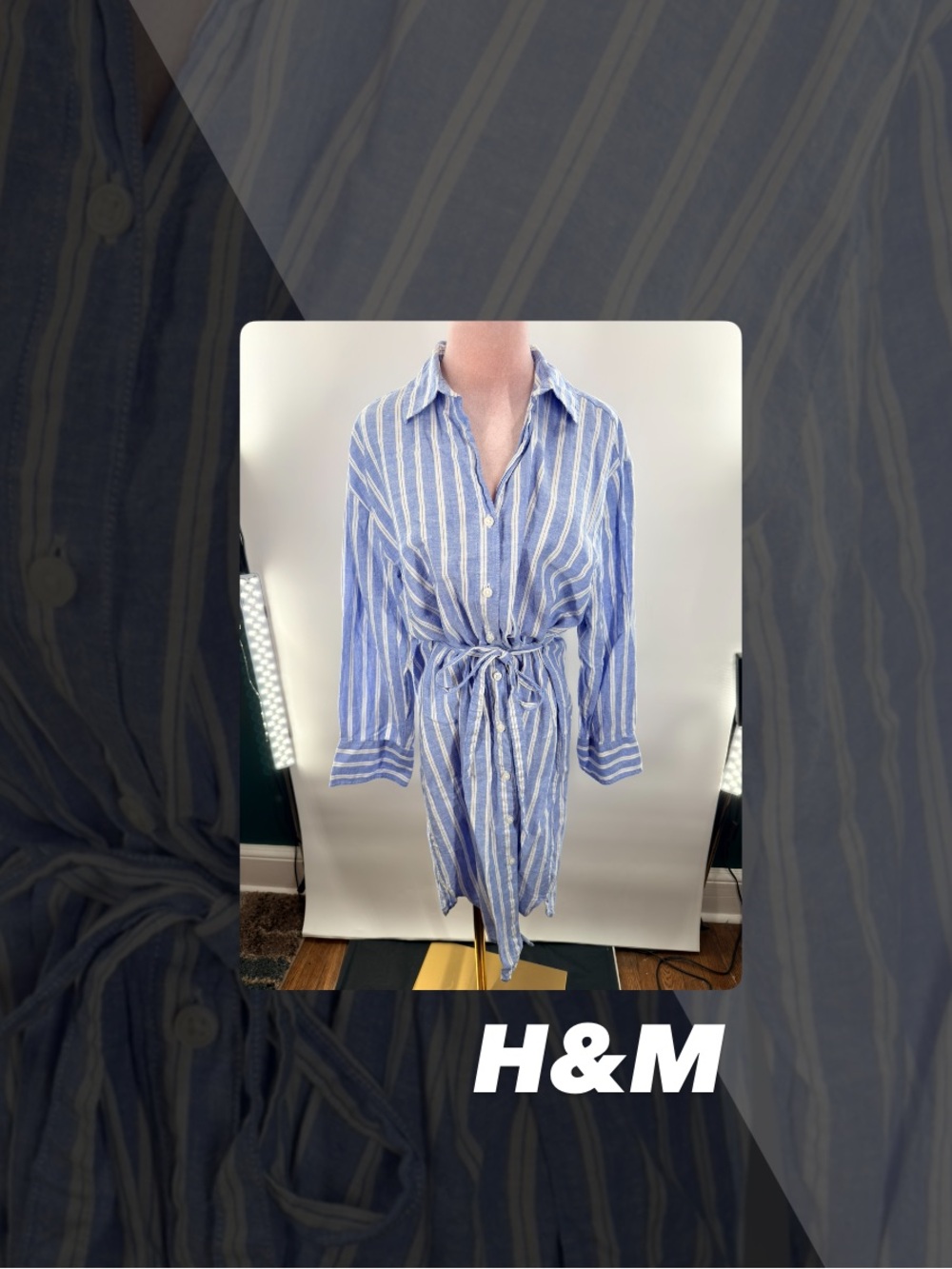 EUC H&M Striped Linen Blend Dress